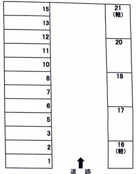 空港通駐車場の駐車配置図