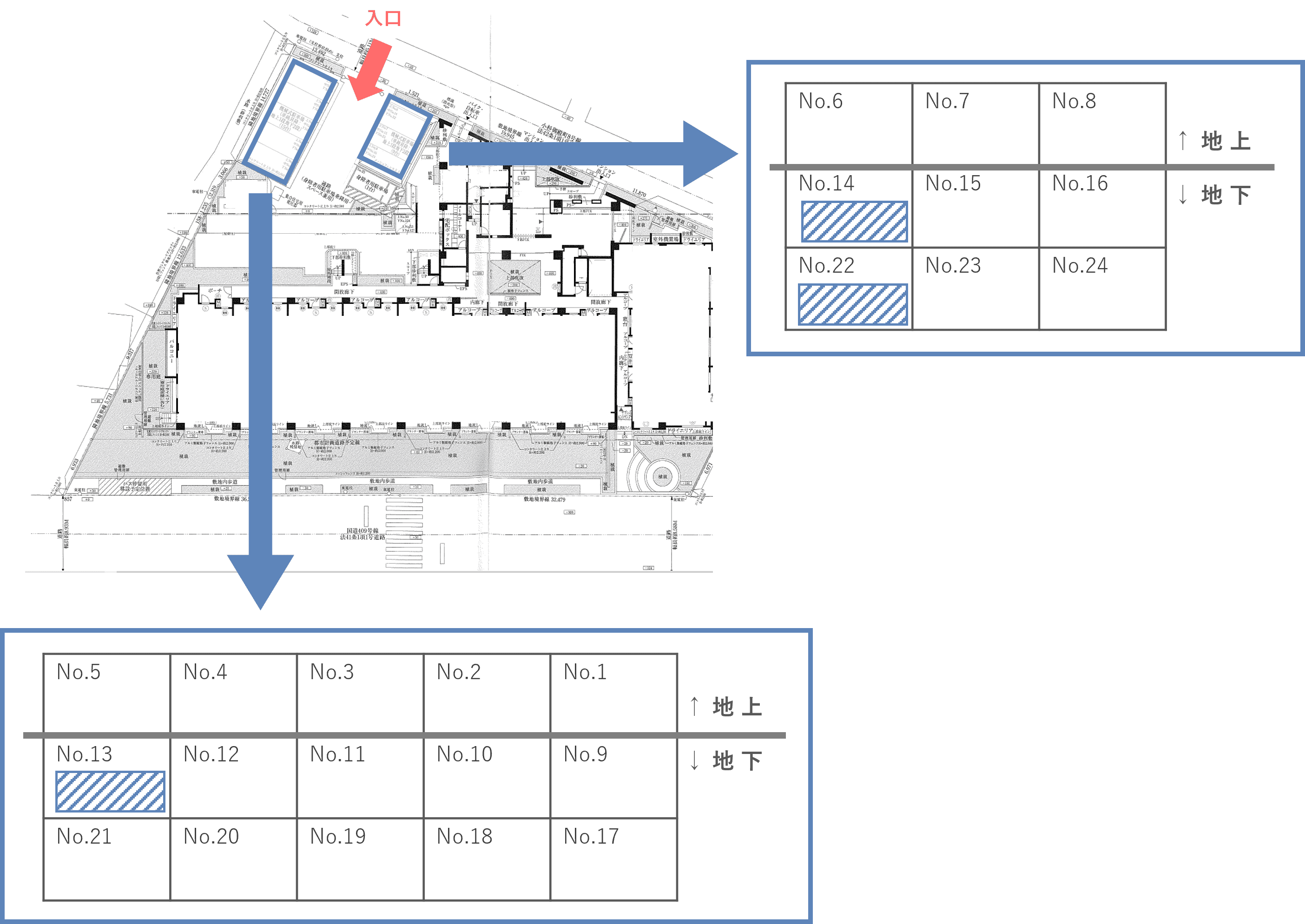 小杉御殿町2丁目駐車場の駐車配置図