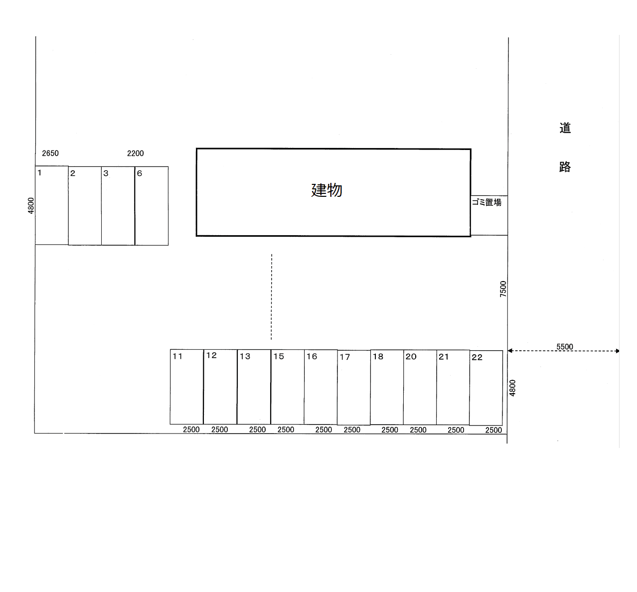 メゾングラスインワンの駐車配置図