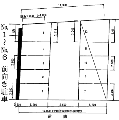 深田町3丁目36-1駐車場の駐車配置図