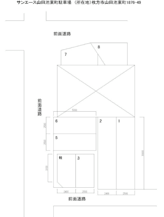 サンエース山田池東町駐車場の駐車配置図
