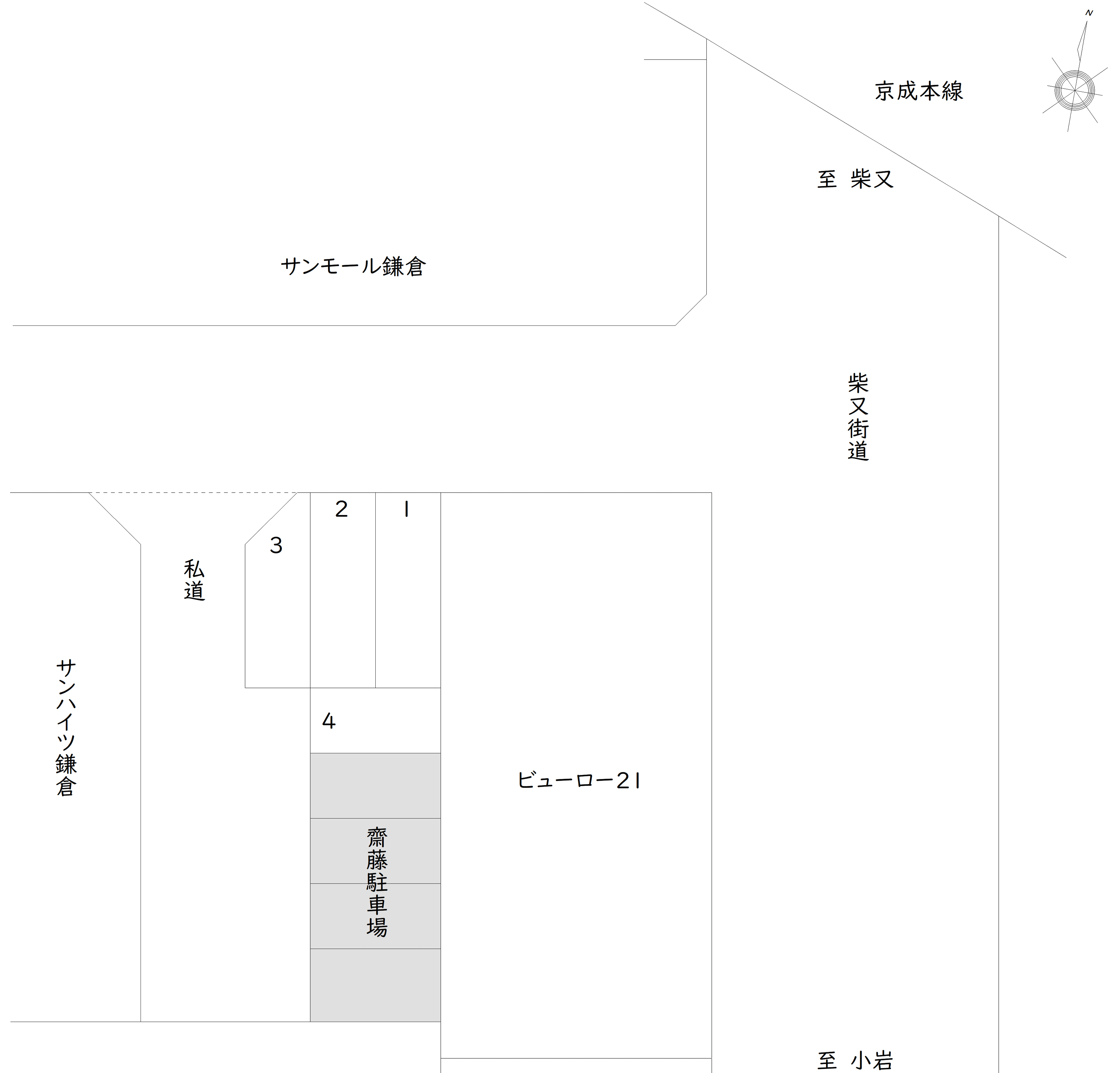 鎌倉1-34-12(長谷川) 駐車場の駐車配置図
