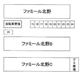 ファミール北野Bの駐車配置図