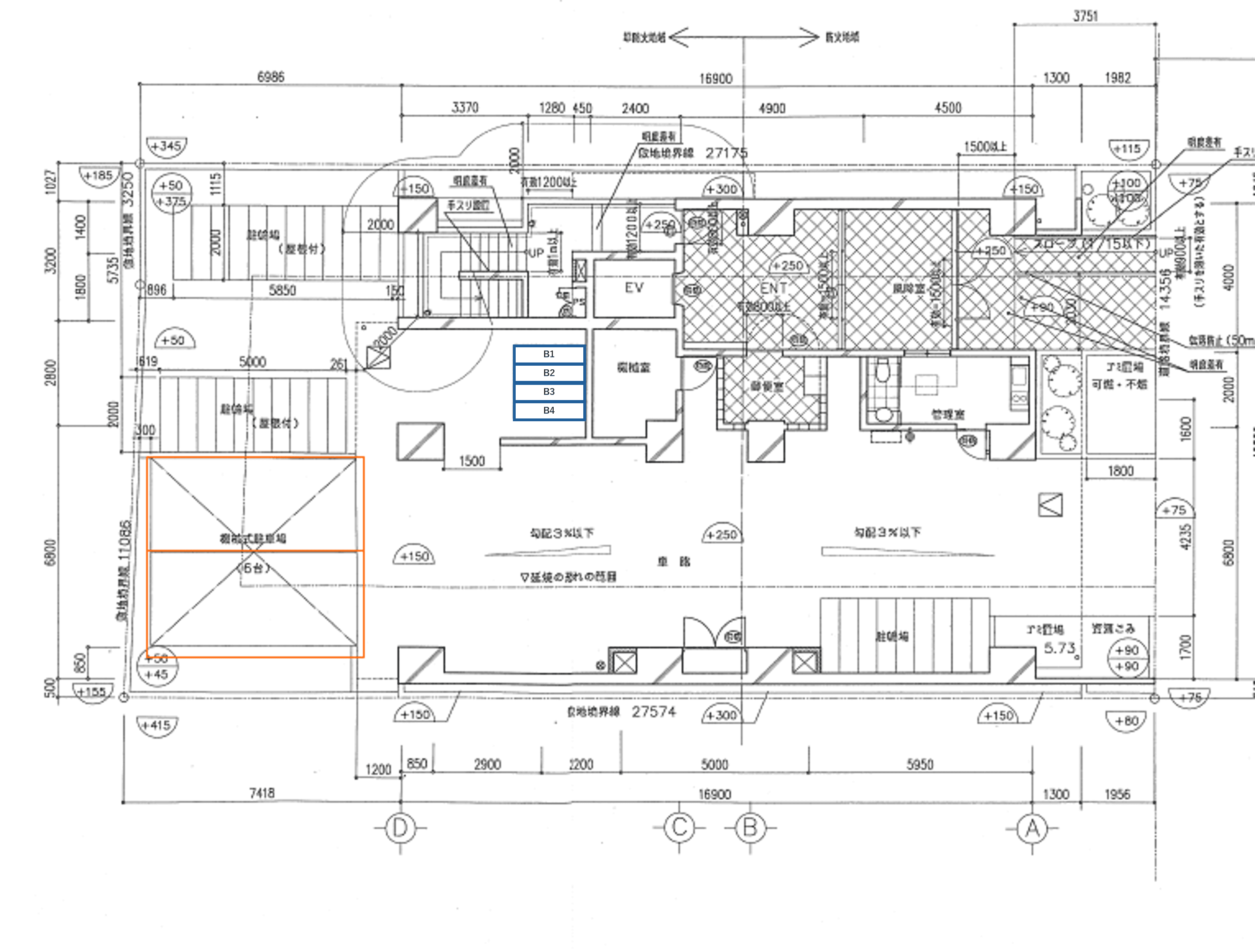 リヴシティ栄の駐車配置図