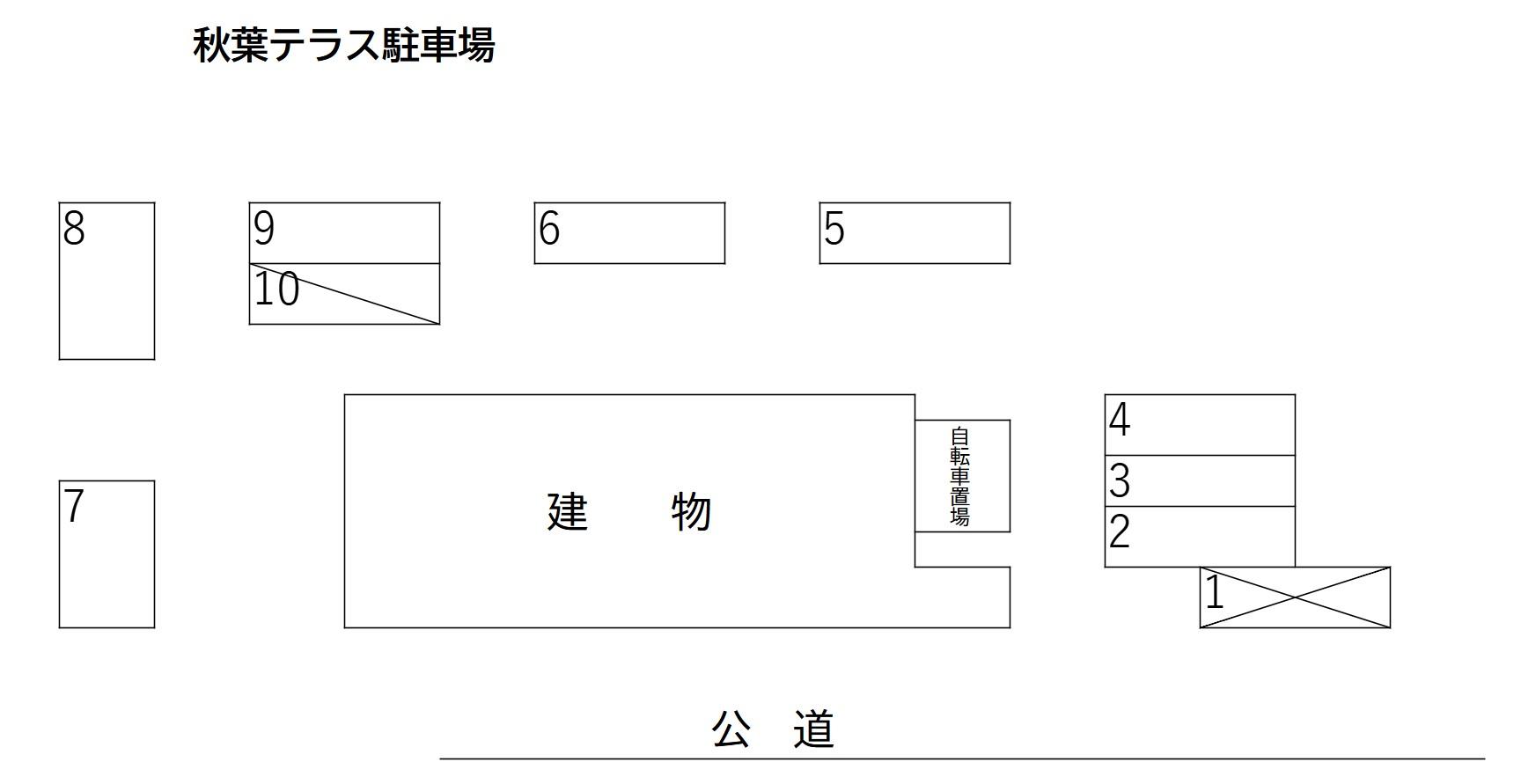 秋葉テラス駐車場の駐車配置図