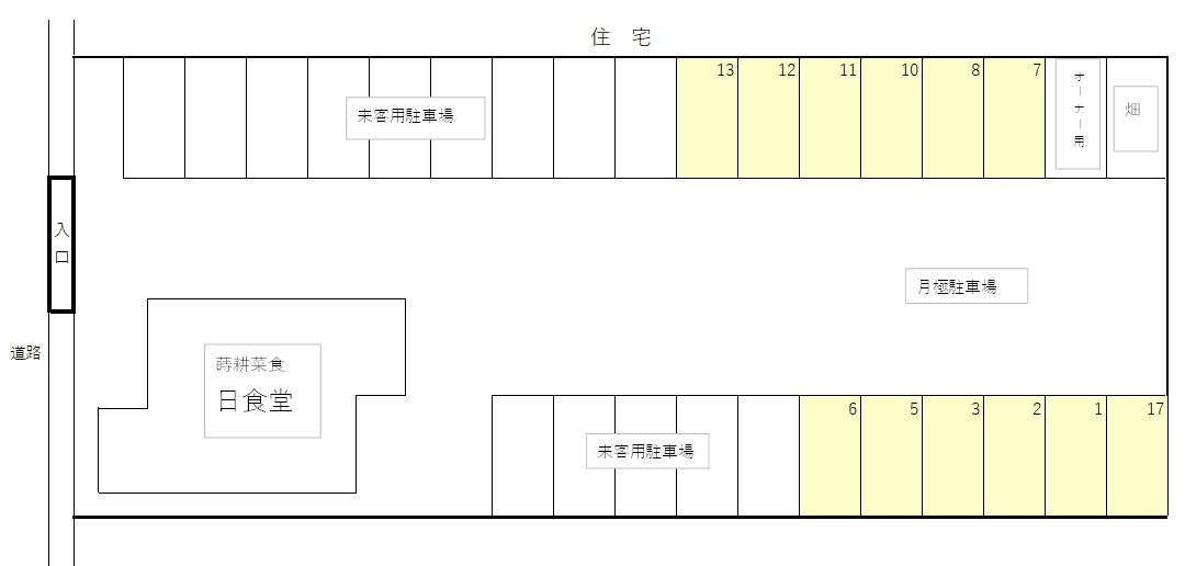 にっしょくどう月極駐車場の駐車配置図