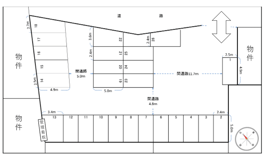 みどり駐車場の駐車配置図