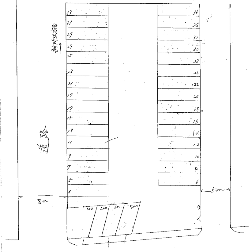 戸渡駐車場の駐車配置図