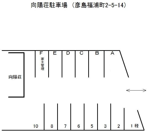 向陽荘駐車場の駐車配置図