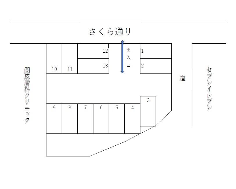 千波さくら通り駐車場の駐車配置図