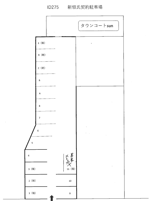 新垣氏契約駐車場の駐車配置図
