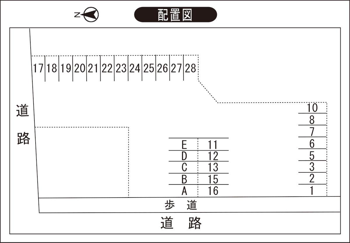 鎮徳寺駐車場の駐車配置図