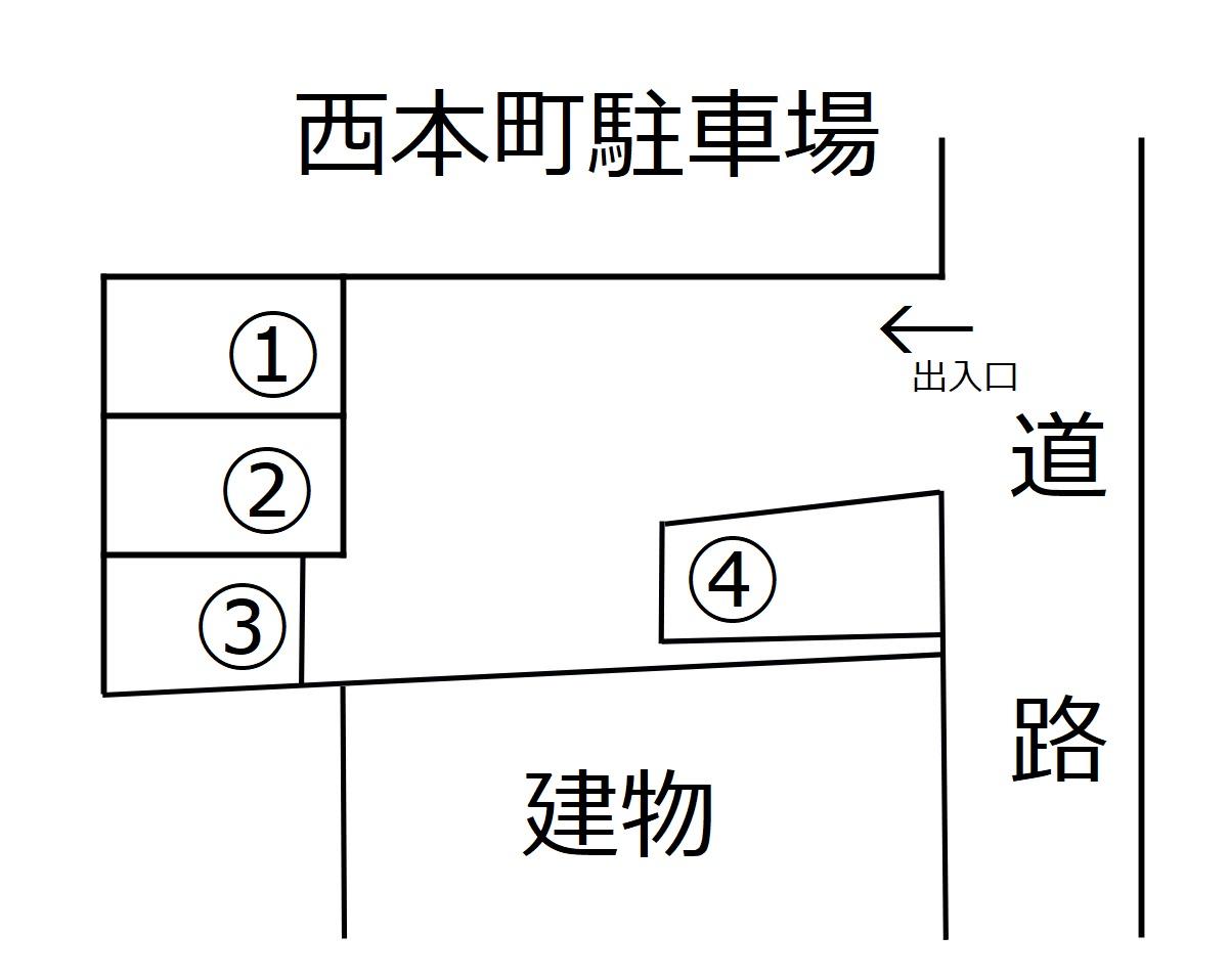 西本町4-A駐車場の駐車配置図