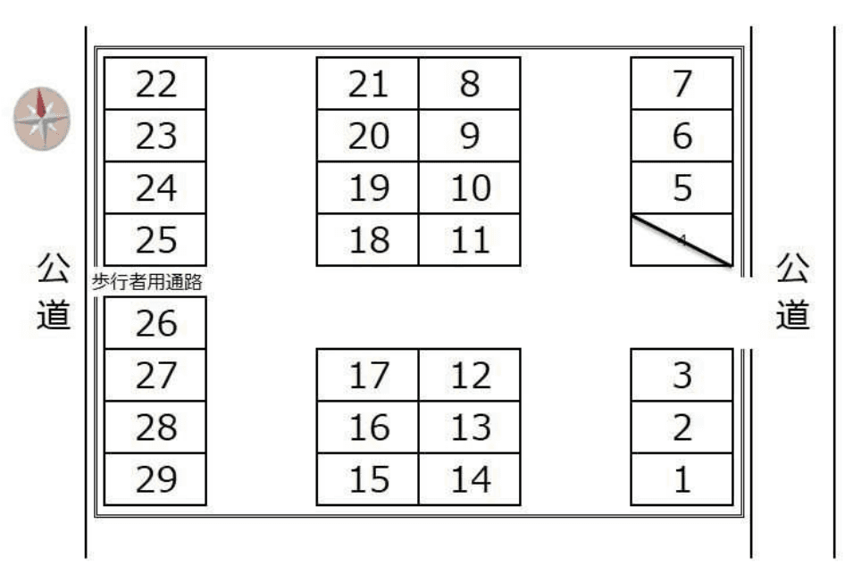 上西町稲垣様駐車場の駐車配置図