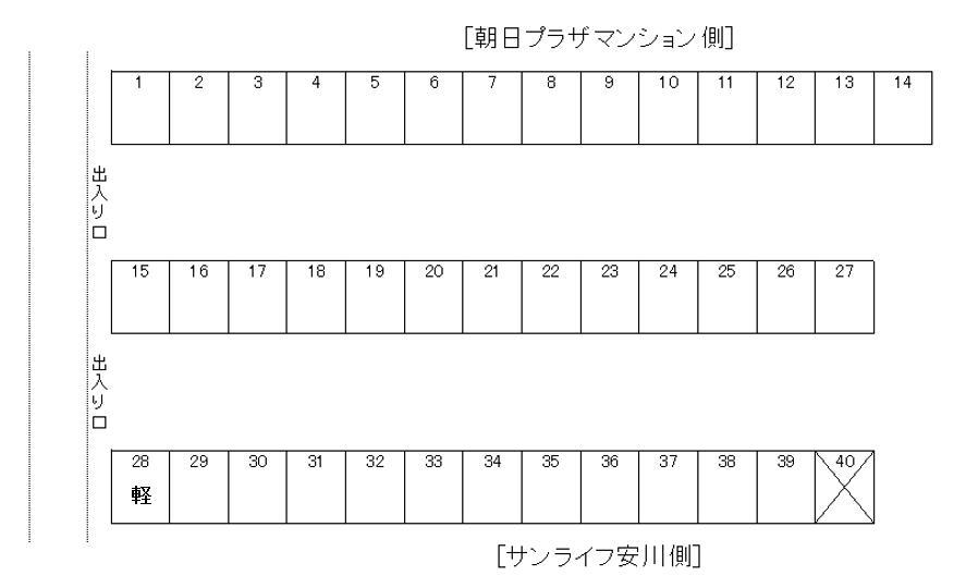 安川駐車場の駐車配置図