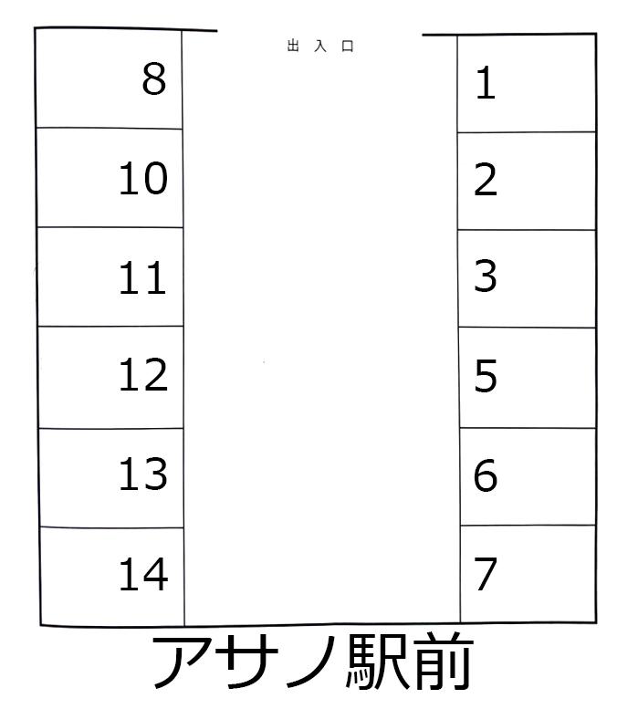 アサノ駅前月極駐車場の駐車配置図