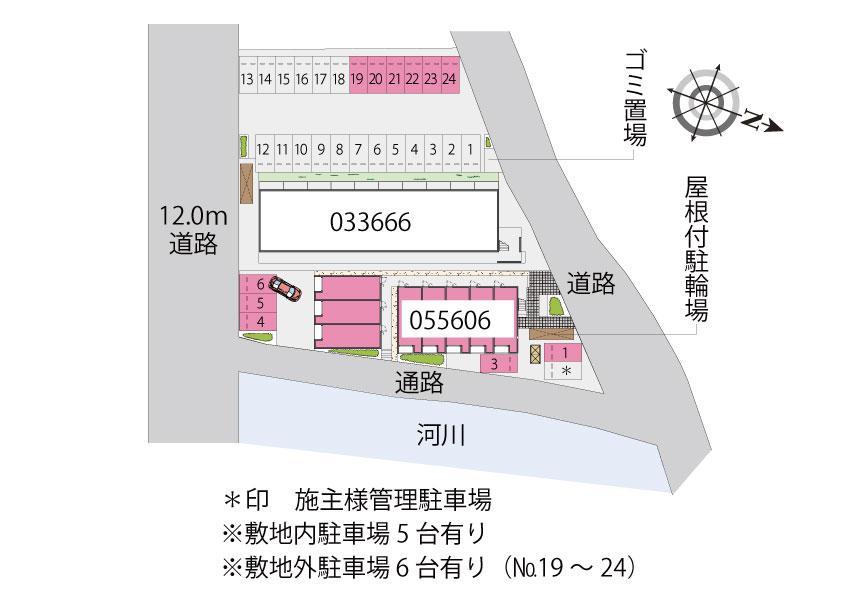 東たつみⅡ(55606) 敷地外駐車場の駐車配置図
