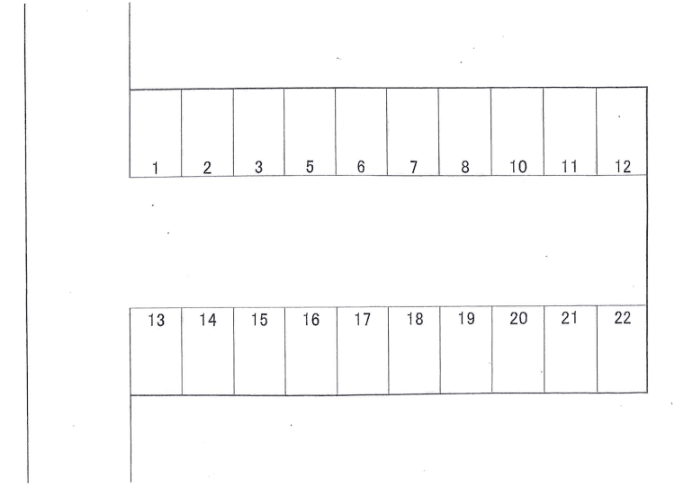 旧小間亀ガレージの駐車配置図