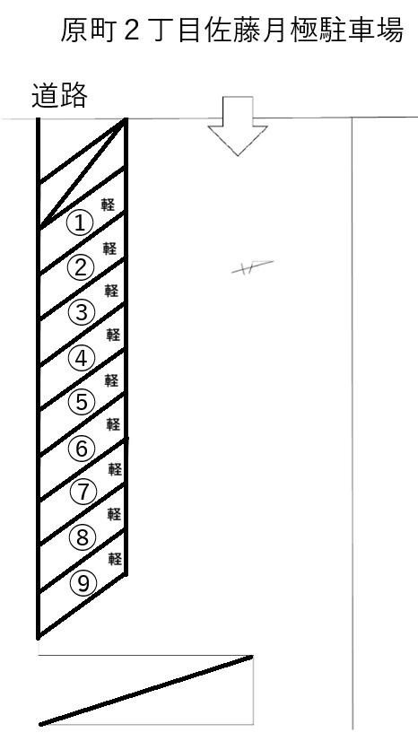 原町2丁目佐藤月極駐車場の駐車配置図