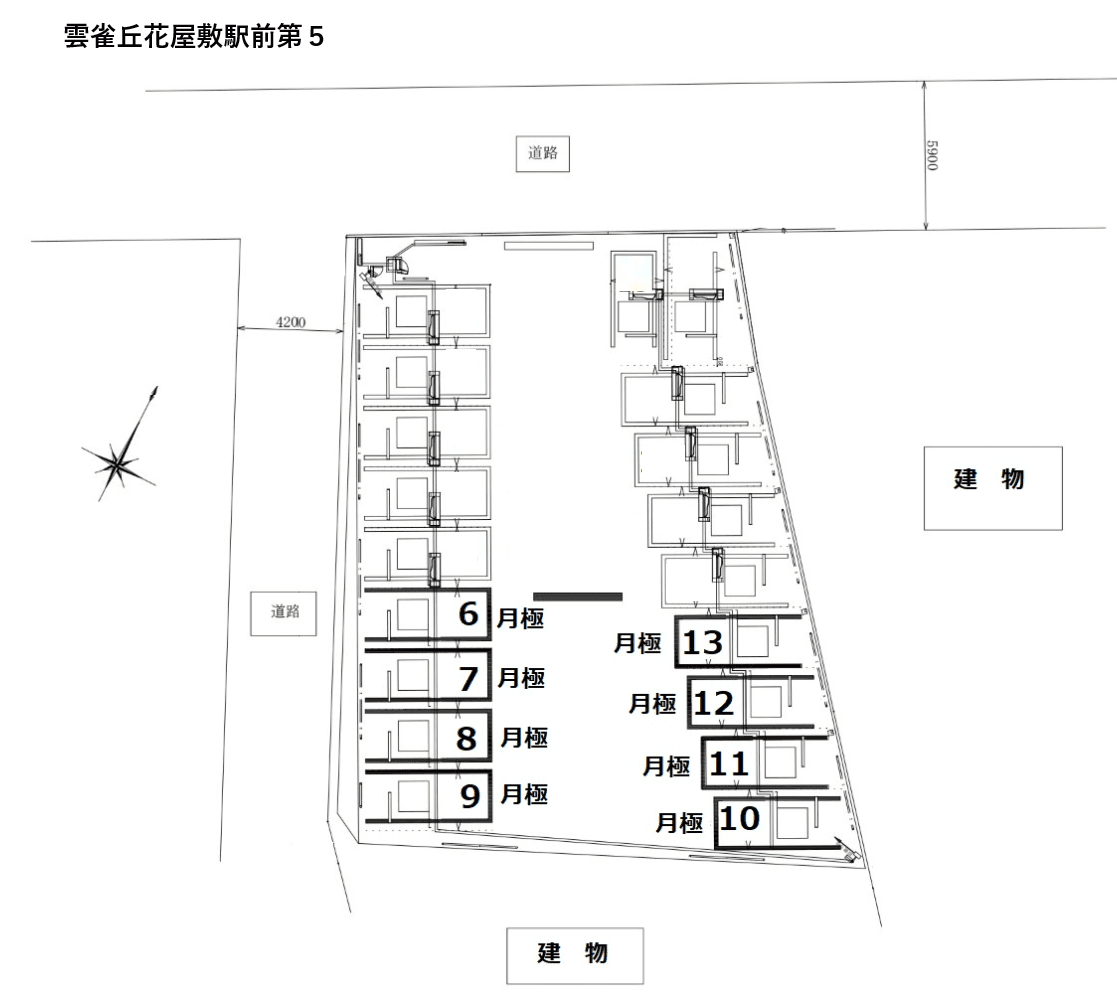 雲雀丘花屋敷駅前第5の駐車配置図