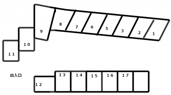 長沢駅西佐藤駐車場の駐車配置図