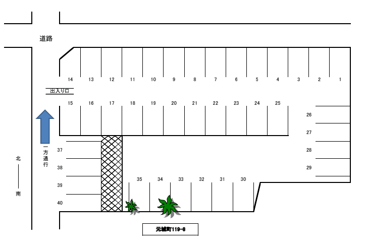 元城町駐車場の駐車配置図