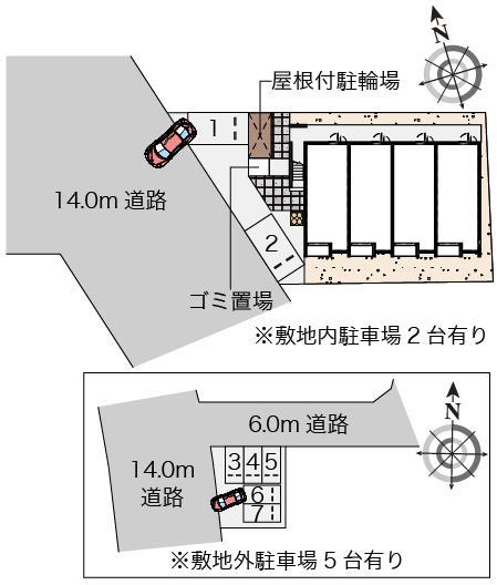 オット(55712) 敷地外駐車場の駐車配置図