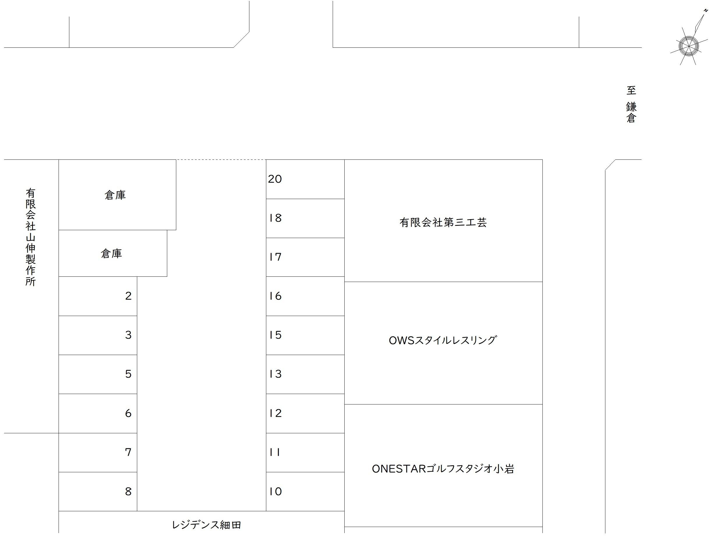 細田4-40 駐車場の駐車配置図