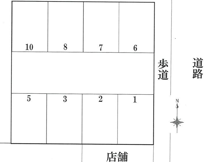 元町 上司・下西駐車場の駐車配置図