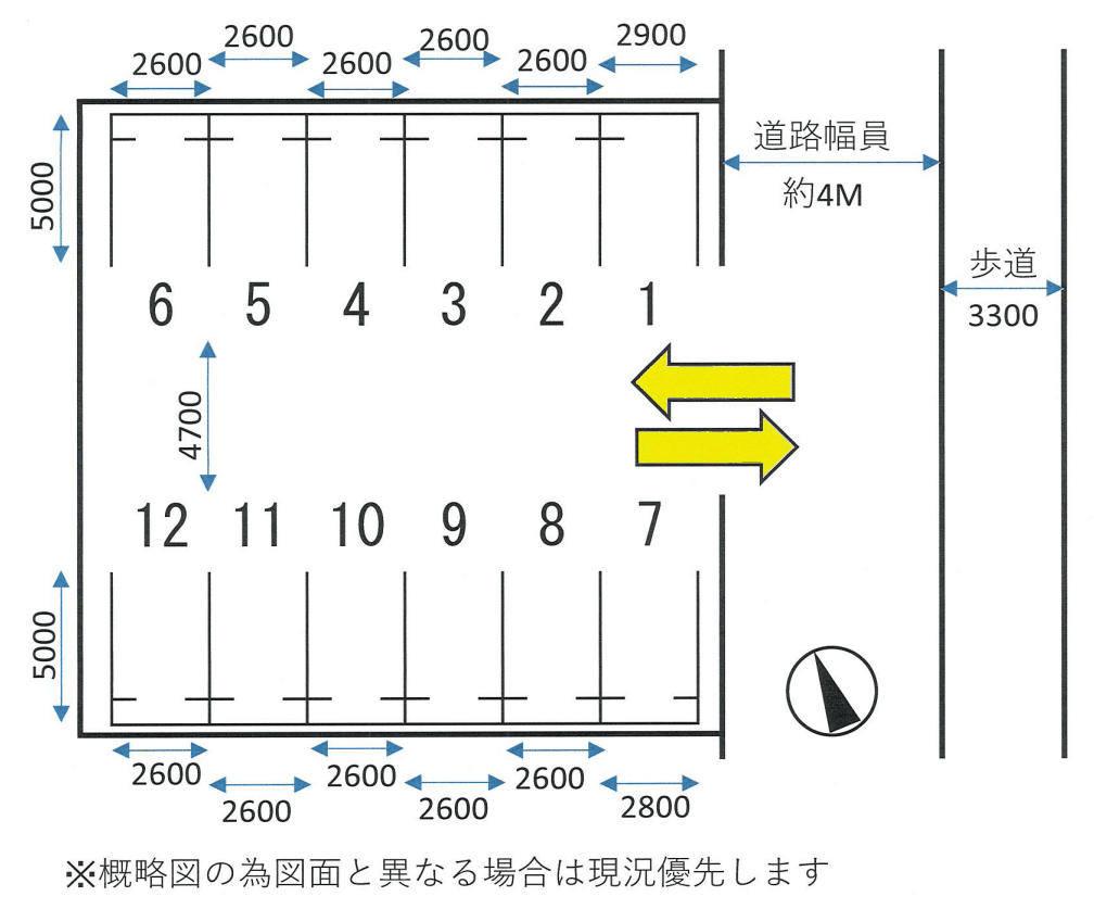 北宮モータープールの駐車配置図