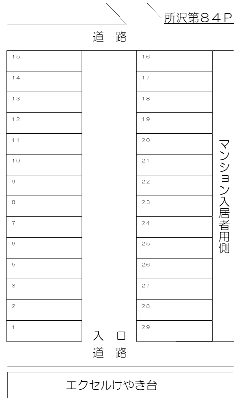 所沢第84Pの駐車配置図