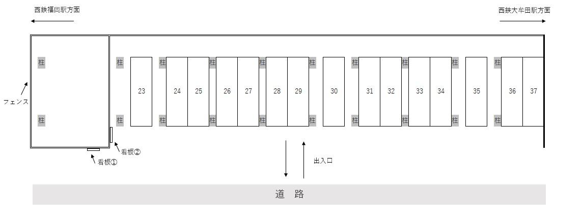 西鉄久留米高架下第3駐車場の駐車配置図