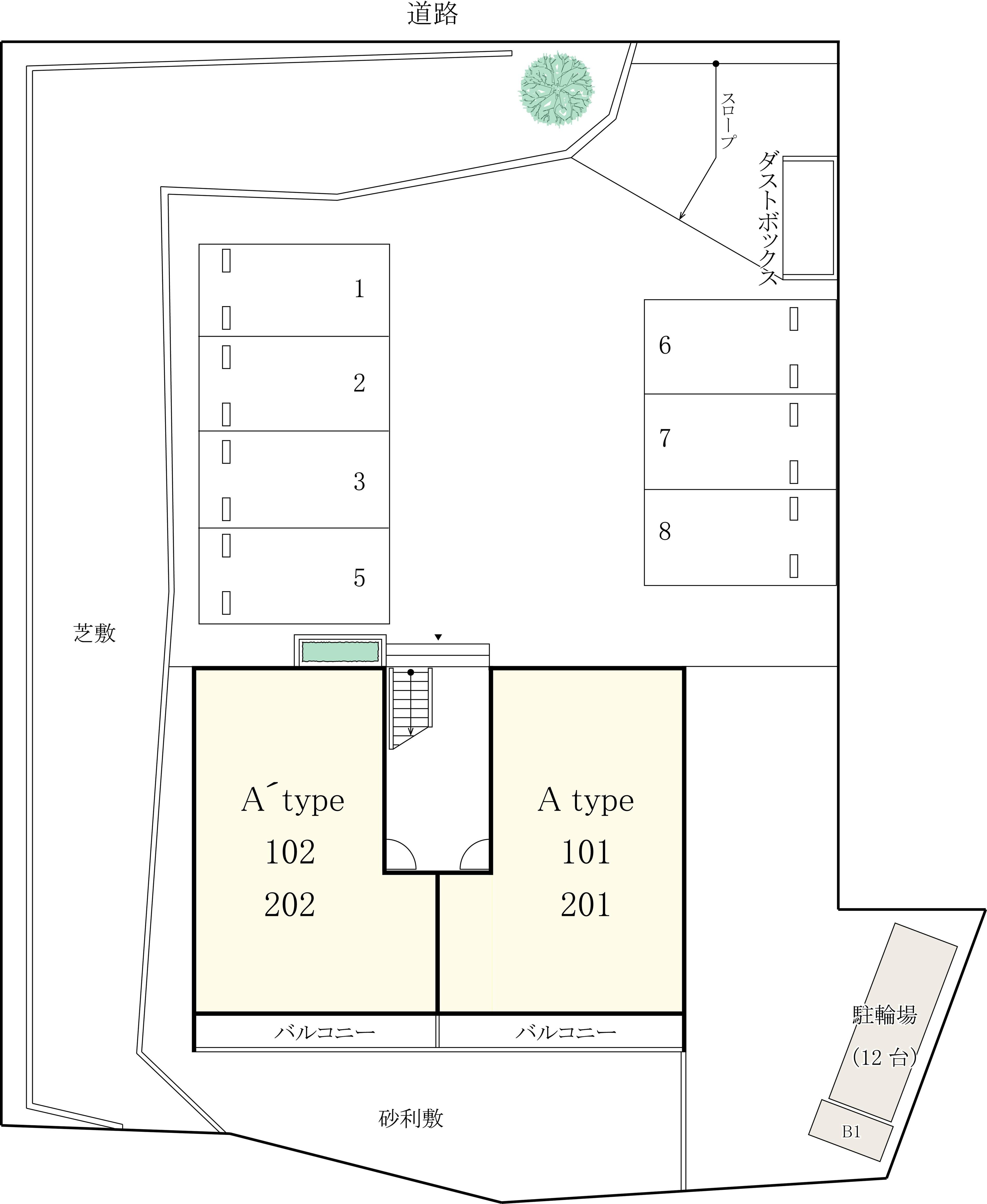 リブリ・THE GATEの駐車配置図