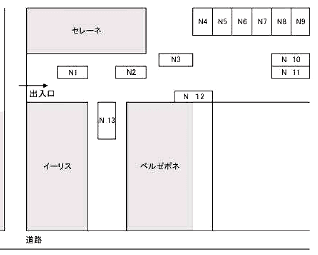 N駐車場の駐車配置図