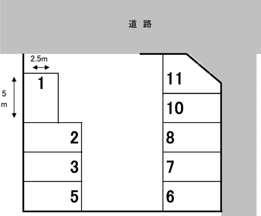 東香里園駐車場の駐車配置図