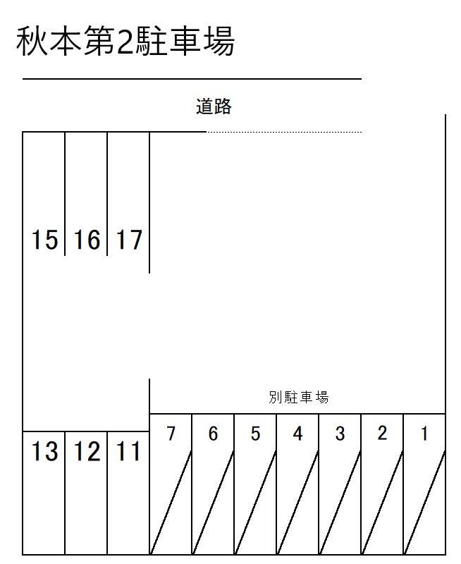 秋本第2駐車場の駐車配置図
