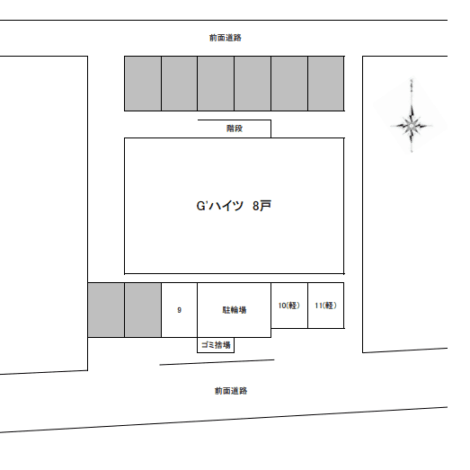 G'ハイツ 敷地内パーキングの駐車配置図