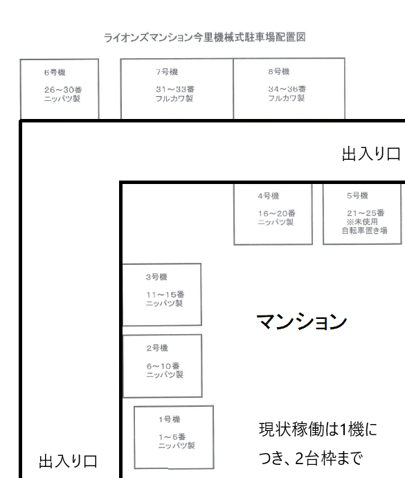 ライオンズマンション今里第3壱番館の駐車配置図