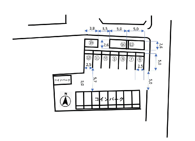あみだ橋駐車場の駐車配置図