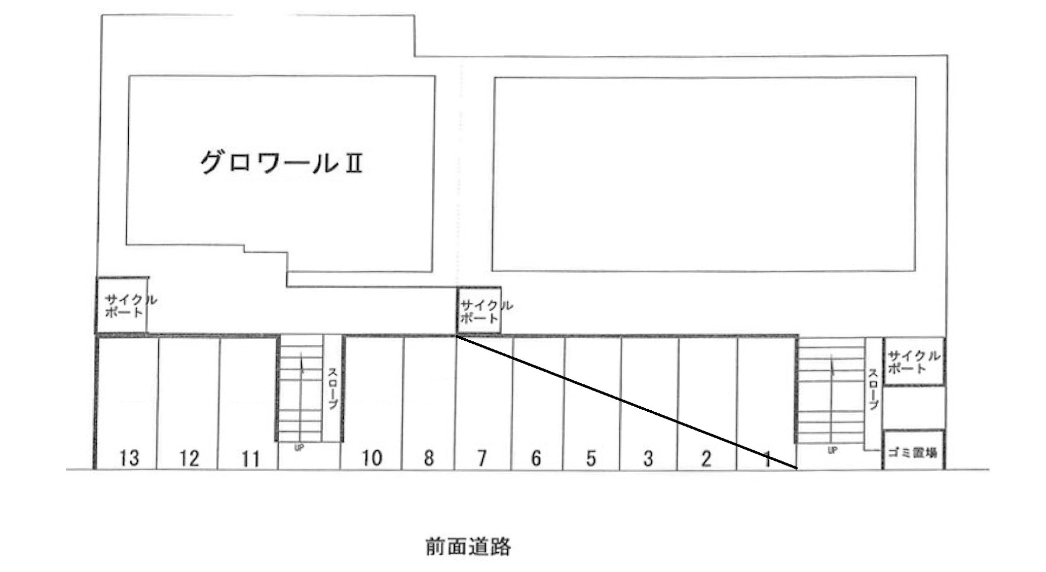 グロワールⅡ駐車場の駐車配置図