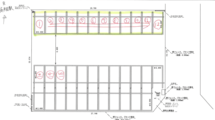 クレスト高井田の駐車配置図