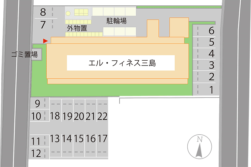 エル・フィネス三島の駐車配置図