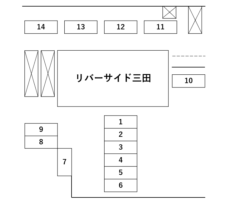 リバーサイド三田の駐車配置図