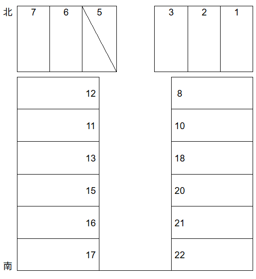 第5藤原ガレージの駐車配置図