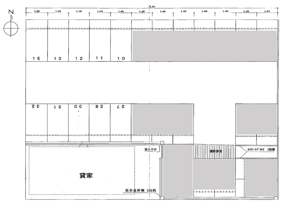 木屋町ガレージ2の駐車配置図