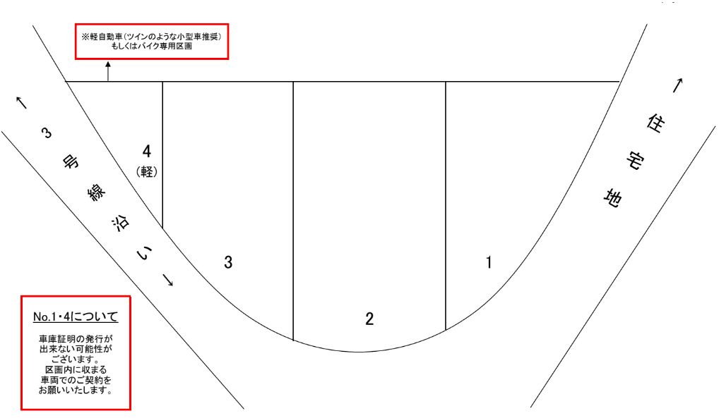 本多駐車場の駐車配置図