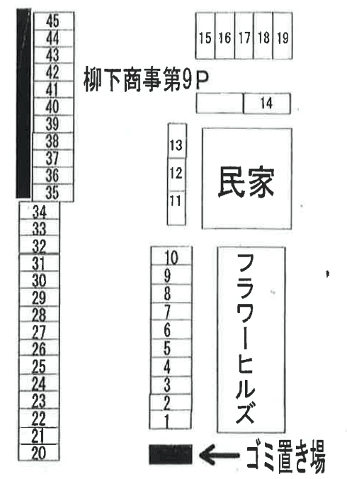 柳下商事第9駐車場の駐車配置図