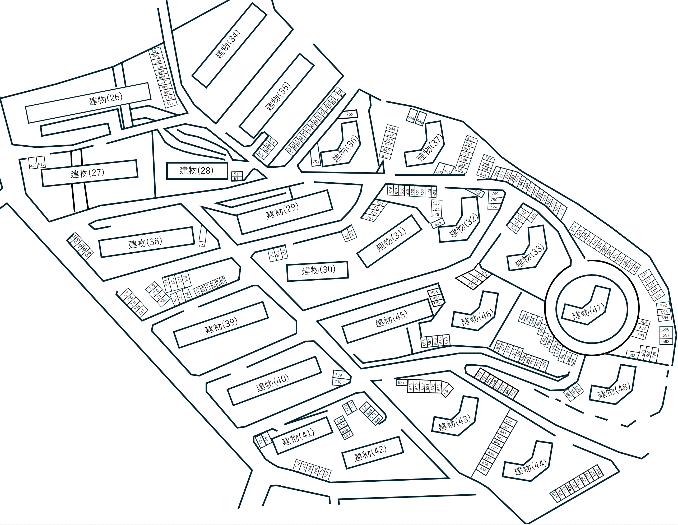 小笹団地駐車場の駐車配置図
