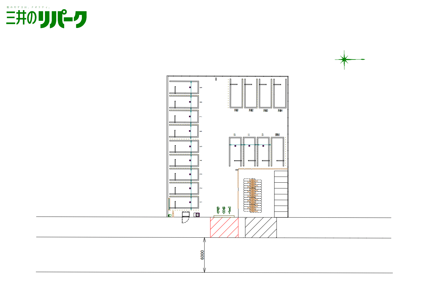 谷在家駅前の駐車配置図