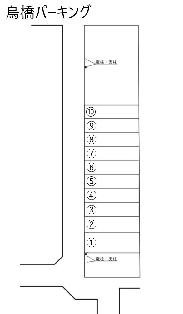 烏橋パーキングの駐車配置図